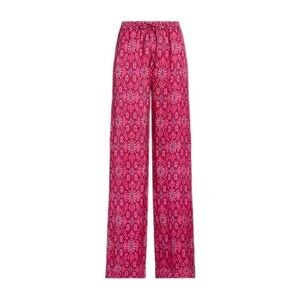 NEW! Lauren Ralph Lauren Geo-Print Viscose/Linen Wide-Leg Pants Fuchsia XL $175